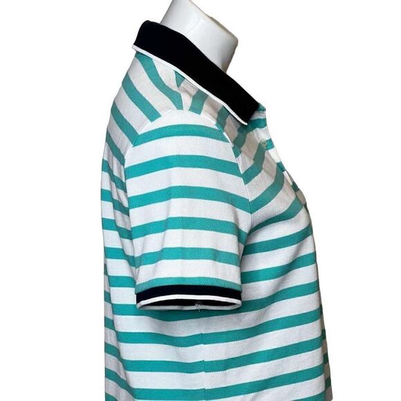 Brooks Brothers teal and white striped short sleeve polo shirt size L - Picture 7 of 16